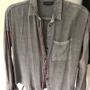 Striped detail charcoal button down